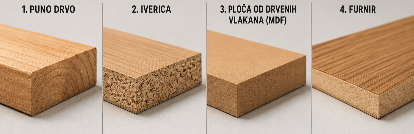Vrste materijala za nameštaj po meri: masiv, iverica, MDF i furnir